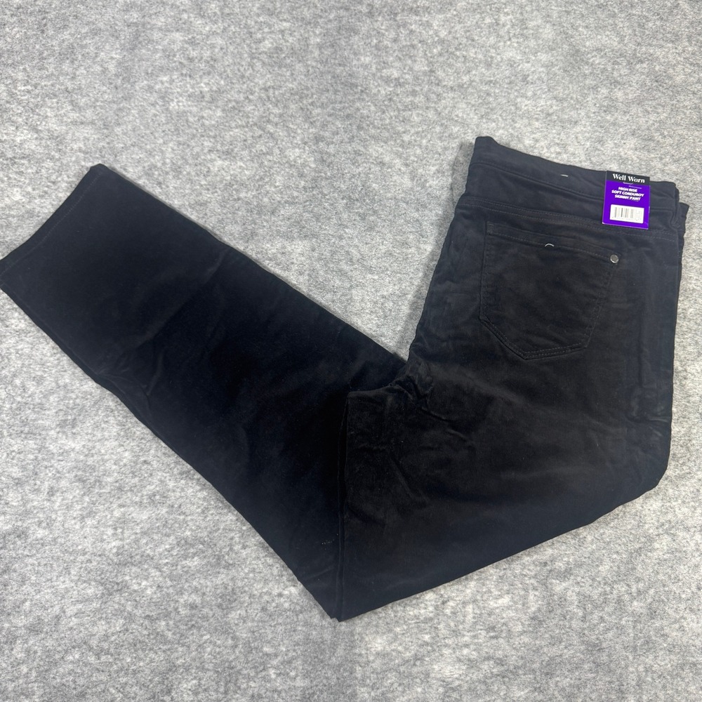 Well Worn Womens Black High Rise Soft Corduroy Skinny Pants Size 14/34 NWT